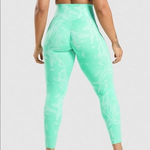 Gymshark GS Power High Rise Turquoise Pattern Leggings Size Small